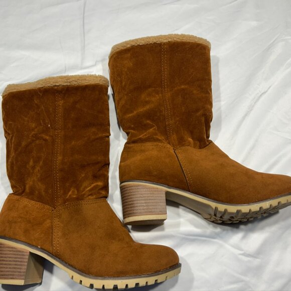 New (WOT) SO SIMPOK Women's Slip On Warm Ankle Boots Block Heel Winter Boots - Picture 4 of 11